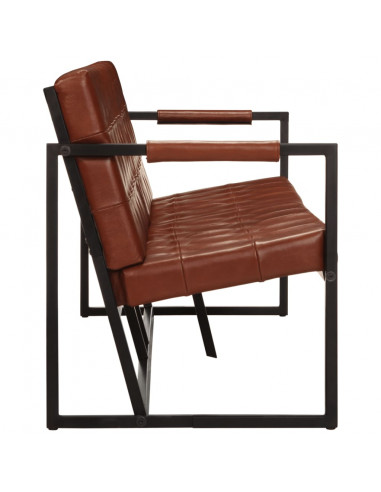 Divano a 3 Posti Marrone in Vera Pelle di Capra