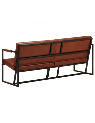 Divano a 3 Posti Marrone in Vera Pelle di Capra