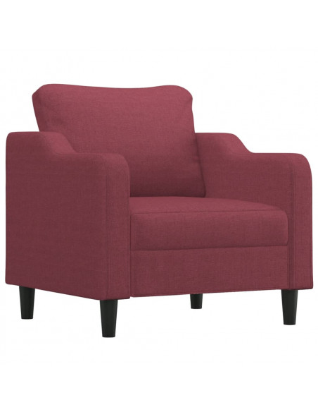Set di Divani 3 pz con Cuscini Rosso Vino in Tessuto