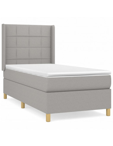 Giroletto a Molle con Materasso Grigio Chiaro 90x190 cm Tessuto