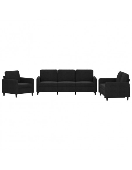 Set di Divani 3 pz Nero in Velluto