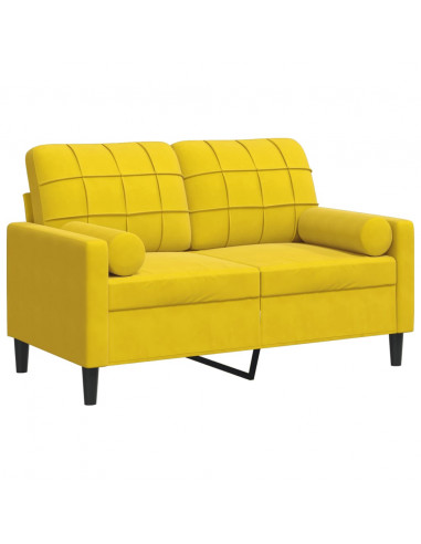 Divano a 2 Posti con Cuscini Giallo 120 cm in Velluto