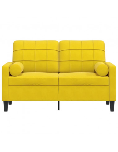 Divano a 2 Posti con Cuscini Giallo 120 cm in Velluto