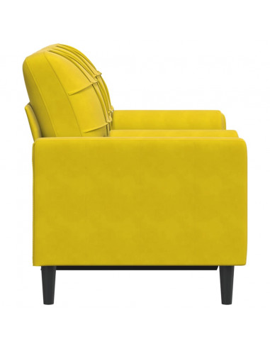 Divano a 2 Posti con Cuscini Giallo 120 cm in Velluto