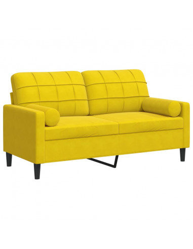 Divano a 2 Posti con Cuscini Giallo 140 cm in Velluto