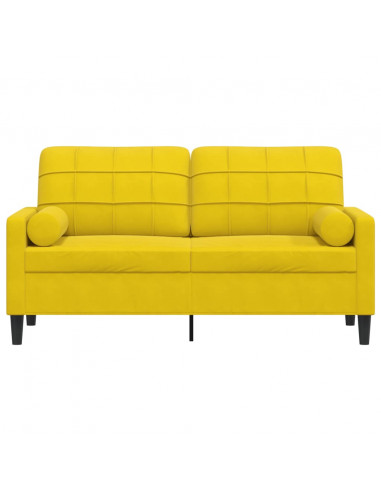 Divano a 2 Posti con Cuscini Giallo 140 cm in Velluto