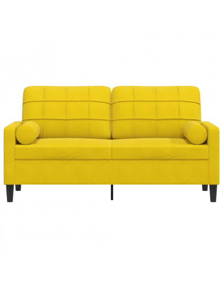 Divano a 2 Posti con Cuscini Giallo 140 cm in Velluto