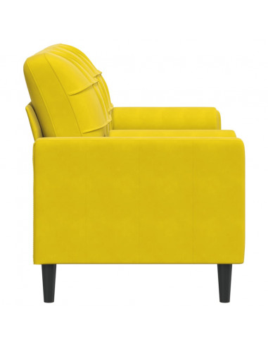 Divano a 2 Posti con Cuscini Giallo 140 cm in Velluto
