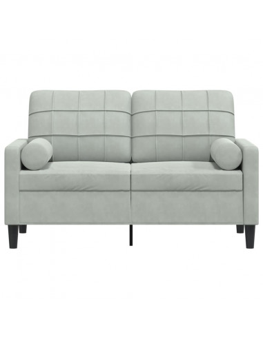 Divano a 2 Posti con Cuscini Grigio Chiaro 120 cm in Velluto