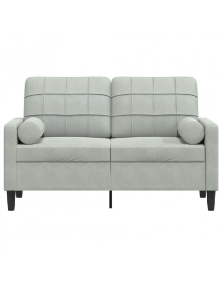 Divano a 2 Posti con Cuscini Grigio Chiaro 120 cm in Velluto