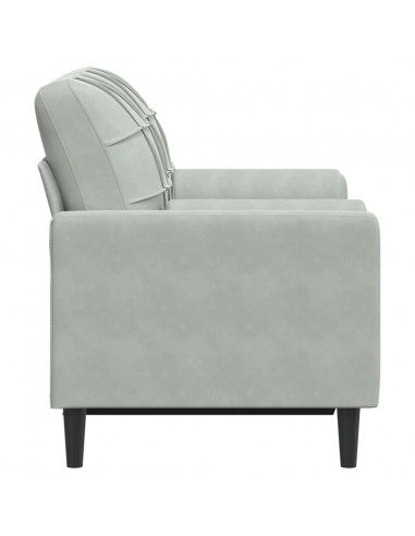 Divano a 2 Posti con Cuscini Grigio Chiaro 120 cm in Velluto