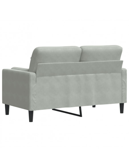 Divano a 2 Posti con Cuscini Grigio Chiaro 120 cm in Velluto
