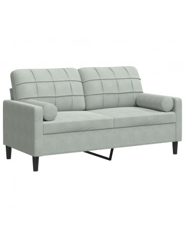 Divano a 2 Posti con Cuscini Grigio Chiaro 140 cm in Velluto
