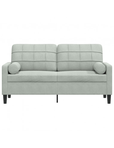 Divano a 2 Posti con Cuscini Grigio Chiaro 140 cm in Velluto