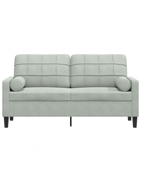 Divano a 2 Posti con Cuscini Grigio Chiaro 140 cm in Velluto