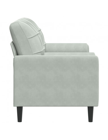 Divano a 2 Posti con Cuscini Grigio Chiaro 140 cm in Velluto