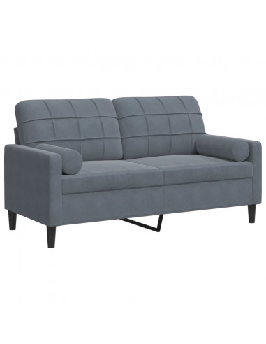 Divano a 2 Posti con Cuscini Grigio Scuro 140 cm in Velluto