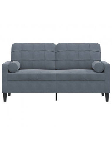 Divano a 2 Posti con Cuscini Grigio Scuro 140 cm in Velluto