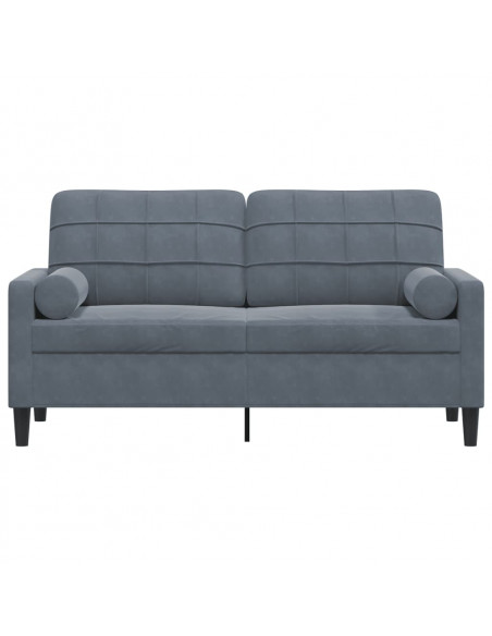 Divano a 2 Posti con Cuscini Grigio Scuro 140 cm in Velluto