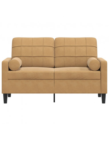 Divano a 2 Posti con Cuscini Marrone 120 cm in Velluto
