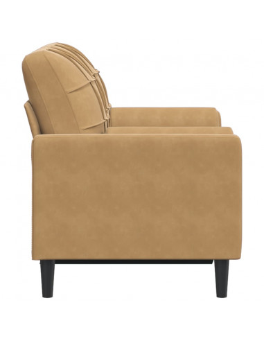 Divano a 2 Posti con Cuscini Marrone 120 cm in Velluto