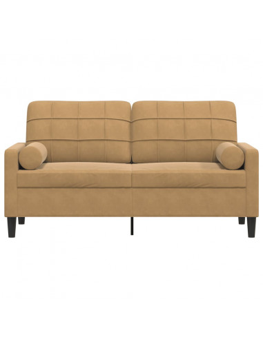 Divano a 2 Posti con Cuscini Marrone 140 cm in Velluto