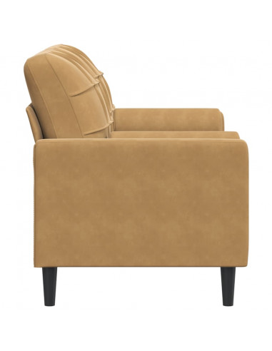 Divano a 2 Posti con Cuscini Marrone 140 cm in Velluto