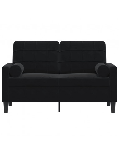 Divano a 2 Posti con Cuscini Nero 120 cm in Velluto