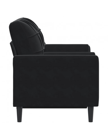 Divano a 2 Posti con Cuscini Nero 120 cm in Velluto