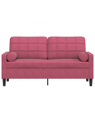 Divano a 2 Posti con Cuscini Rosso Vino 140 cm in Velluto