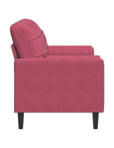 Divano a 2 Posti con Cuscini Rosso Vino 140 cm in Velluto