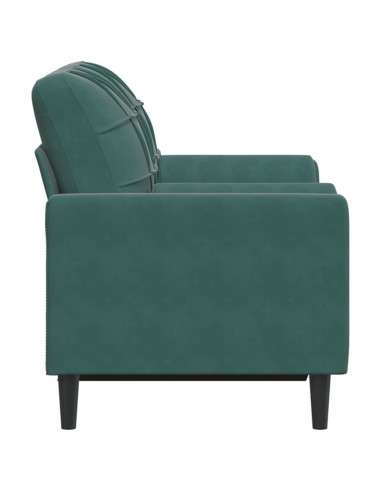 Divano a 2 Posti con Cuscini Verde Scuro 120 cm in Velluto