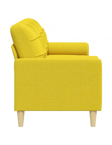 Divano a 3 Posti con Cuscini Giallo Chiaro 210 cm in Tessuto