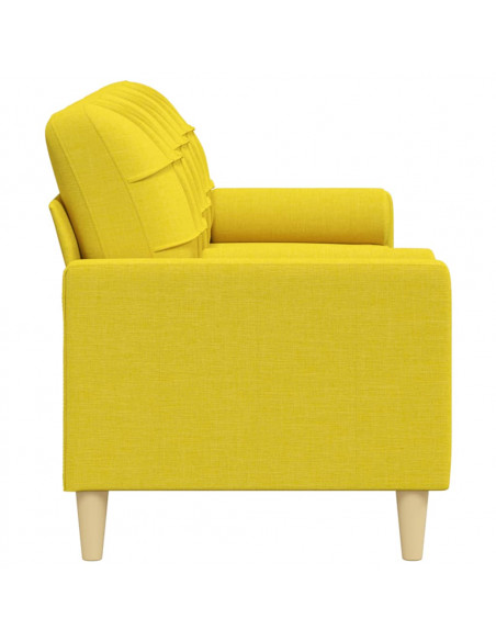 Divano a 3 Posti con Cuscini Giallo Chiaro 210 cm in Tessuto