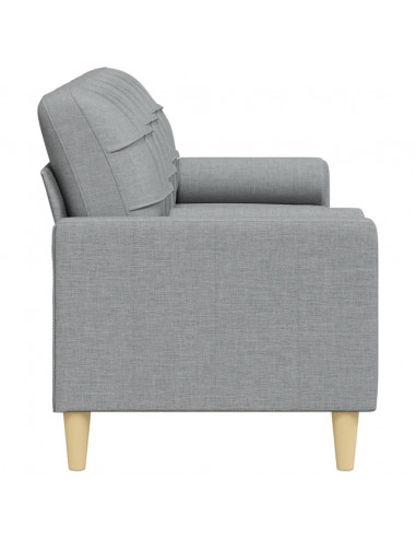 Divano a 3 Posti con Cuscini Grigio Chiaro 210 cm in Tessuto