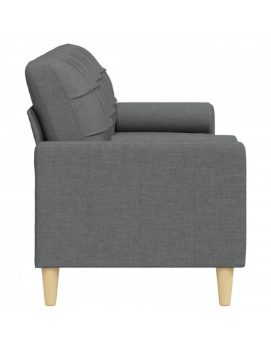 Divano a 3 Posti con Cuscini Grigio Scuro 210 cm in Tessuto