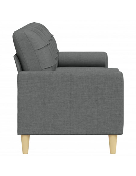 Divano a 3 Posti con Cuscini Grigio Scuro 210 cm in Tessuto