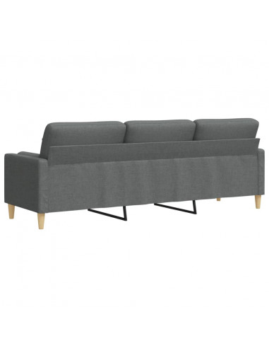 Divano a 3 Posti con Cuscini Grigio Scuro 210 cm in Tessuto