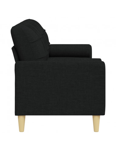 Divano a 3 Posti con Cuscini Nero 210 cm in Tessuto