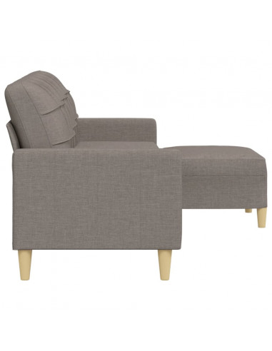 Divano a 3 Posti con Poggiapiedi Tortora 210 cm in Tessuto