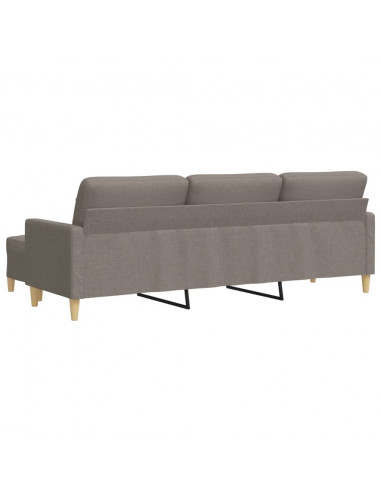 Divano a 3 Posti con Poggiapiedi Tortora 210 cm in Tessuto