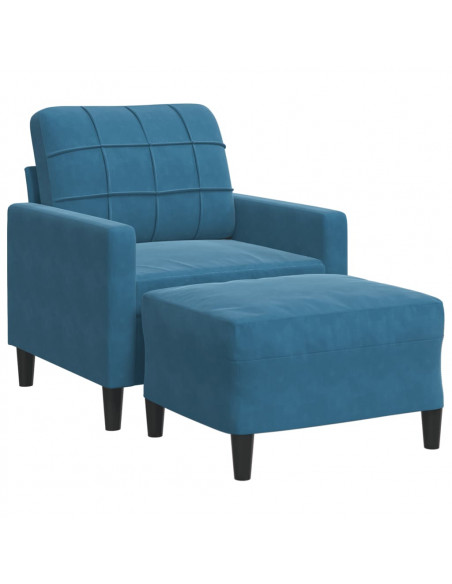 Poltrona con Poggiapiedi Blu 60 cm in Velluto