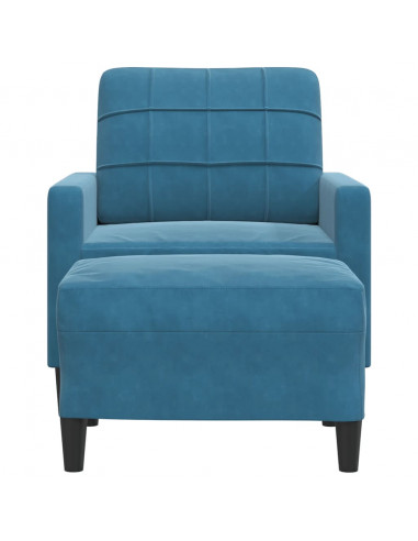 Poltrona con Poggiapiedi Blu 60 cm in Velluto