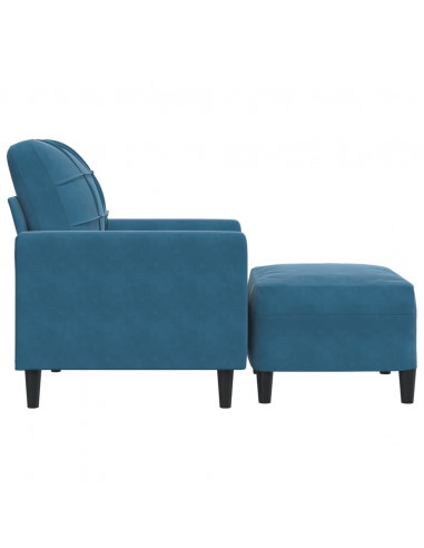 Poltrona con Poggiapiedi Blu 60 cm in Velluto