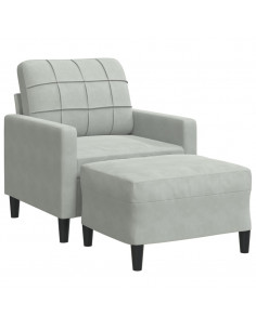 Poltrona con Poggiapiedi Grigio Chiaro 60 cm in Velluto 2