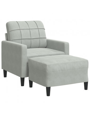 Poltrona con Poggiapiedi Grigio Chiaro 60 cm in Velluto
