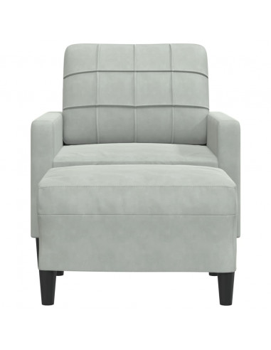 Poltrona con Poggiapiedi Grigio Chiaro 60 cm in Velluto