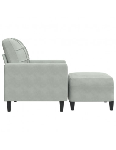 Poltrona con Poggiapiedi Grigio Chiaro 60 cm in Velluto