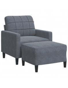 Poltrona con Poggiapiedi Grigio Scuro 60 cm in Velluto 2