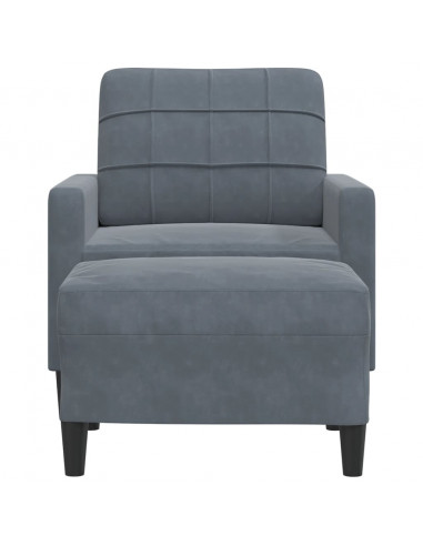 Poltrona con Poggiapiedi Grigio Scuro 60 cm in Velluto